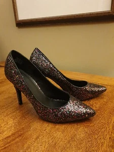 H&M Court Shoes Purple/Black/Multicolour Glitter High Heels Party Wear UK Size 5 - Picture 1 of 8