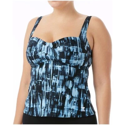 Sutiã feminino TYR Tremiti torcido regata alças ajustáveis azul preto 8 - Imagem 1 de 4