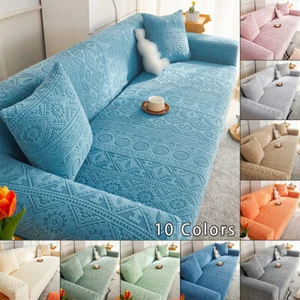 Boho Velvet Sofa Covers Stretch Lounge Slipcover Protector Couch 1/2/3/4 Seater - Picture 1 of 24