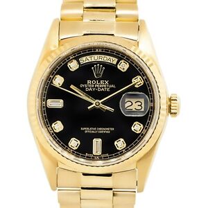 Rolex 18038 Day-Date Diamond Dial 18k Yellow Gold Watch