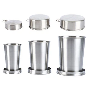 Retractable Folding Cup Travel Camping Outdoor Collapsible Mugs Stainless Steel - Picture 1 of 15