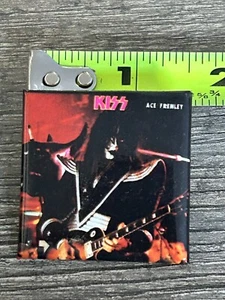 KISS BUTTON Pin Badge Destroyer Tour Ace Frehley Square 1.5" Vintage Kiss Aucoin - Picture 1 of 2