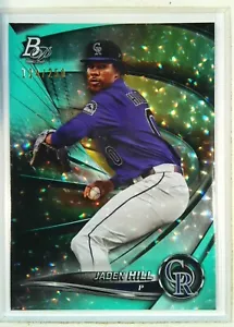 #TOP-80 Jaden Hill 2022 Bowman Platinum Top Prospects Aqua Ice Foilboard /250 - Picture 1 of 2