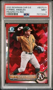 2022 Bowman Chrome Prospect Red Sapphire REFRACTOR /5 Euribiel Angeles PSA 9