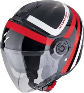CASCO HELMET MOTO JET 22.06 SCORPION EXO CITY II RIVA BLACK RED ROSSO TG M - Foto 1 di 1