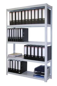 Büroregal 200x100x30 cm lichtgrau Ordnerregal Aktenregal Archivregal 72 Ordner  - Bild 1 von 1