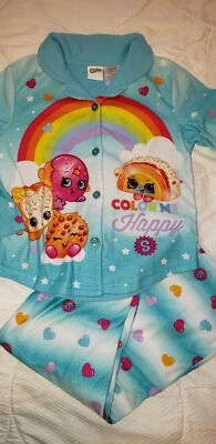 SHOPKINS GIRLS SIZE 7-8 COLOR ME HAPPY FLANNEL PAJAMA SLEEP SET - Image 1 of 2