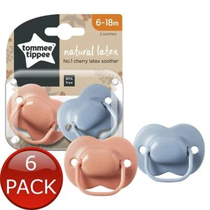 6 x Tt 6-18M Nat Latex Soother 2Pk - Picture 1 of 2