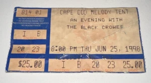Cape Cod Melodiezelt Abend The Black Crowes Band Konzert Ticket Stub 25.06.1998 - Bild 1 von 2