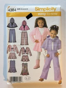 Simplicity 4384 Little Girls 3-8 EASY Poncho Jacket Pants Jumpsuit Skirt Pattern - Picture 1 of 2