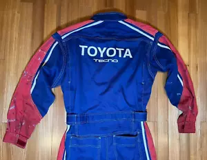 Vintage Car Toyota Tecno Asahikawa Japan Mechanic Coveralls Tsunagi Blue Suit - Picture 1 of 12
