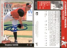 Stephen Sauer Signed 2009 MultiAd Kannapolis Intimidators #27 Card Auto AU