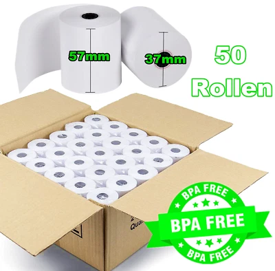 50 Rollen Thermorollen Bonrollen Kassenrollen Waagenrollen EC Normalpapier 37 mm - Bild 1 von 4
