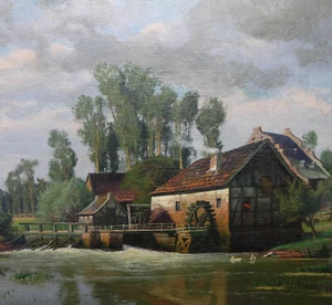 Tannert Ernst 1856 Düsseldorf Mühle Wo ? Nordrhein-Westfalen Landschaft Kirche - Bild 1 von 11
