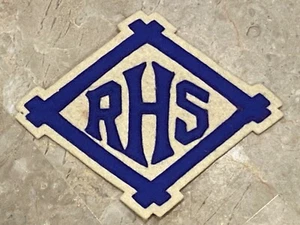 Vintage Varsity Letter Patch Letters RHS Blue w/White Border - Picture 1 of 2