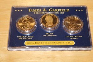 James A. Garfield Presidential 3 Coin Set First Day of Issue Proof Uncirculated - Bild 1 von 2