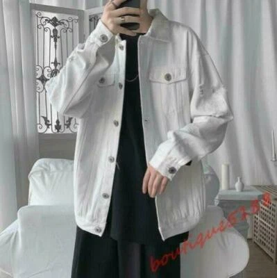 Pantalones de mezclilla informales con botones de corte holgado de jean rasgados con agujeros para hombre Prendas exteriores Talla grande Nuevos Foto 1 de 4