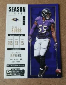 2017 Panini Contenders Football Card #39 Terrell Suggs - Baltimore Ravens - Picture 1 of 2