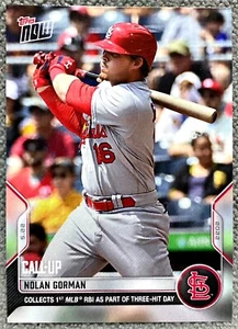 2022 Topps Now #218 Nolan Gorman Call-Up St Louis Cardinals Baseball Card - Picture 1 of 2