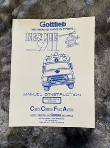 Gottlieb Rescue 911 Manuel D'intruction versione FRANCESE NOS - Foto 1 di 3