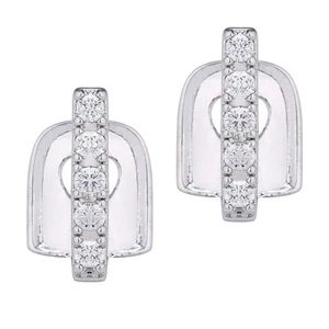 Rhinestone Bar Teeth 18K Gold Plated Fang Hip Hop Grills Silver - Picture 1 of 6