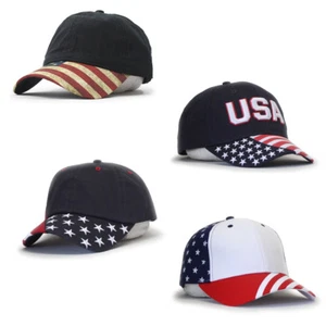NEW Cotton US Flag Adjustable Baseball Cap Black Navy Star-Spangled Banner USA - Picture 1 of 21