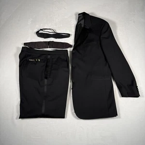 Vintage Hugo Boss Tuxedo Suit Set Men Size 44L W38 x L32 Black Baker Jazz US - Picture 1 of 23