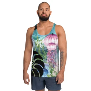 Camiseta sin mangas unisex FLORAL ALGUES ET MEDUSES - Imagen 1 de 25