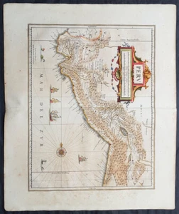 1639 Jansson Original Antique Map of Peru, South America - Pizzario - Picture 1 of 3