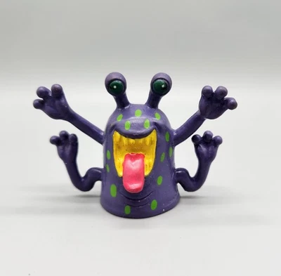 Vintage Purple Space Alien Monster Rubber Finger Puppet Figure 2.5" Toy Yellow  - Image 1 of 4
