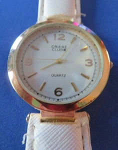 CRUISE CLUB weiße Damen ARMBANDUHR Uhr Time Quartz groß *WIE BESEHEN* Sekundenzeiger - Bild 1 von 3