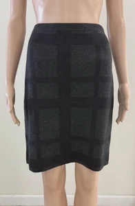 Eileen Fisher Damen gefilzt Merino kariert Rock Größe Large schwarz grau Neu mit Etikett - Bild 1 von 6