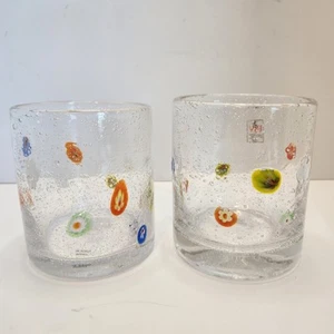 2 Millefiori Style Bubble Art Whiskey Glasses - Picture 1 of 5