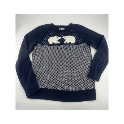 Bass Sweater Womens Large Blue White Pullover Bears Fair Isle Goprcore Winter - Image 1 of 4