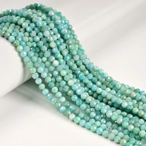 Natürliche Grün Amazonit Facettiert Rund Perlen Größe 2 mm 3 mm 4 mm 15,5 Zoll Strang - Bild 1 von 2
