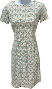 Vintage 1950s Embroidered Day Dress XS Short Sleeve Zipper Lightweight Fitted - Picture 1 of 9