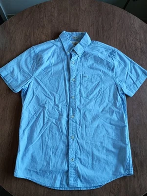 Hollister Stretch Men's Blue Button Up Short Sleeve Casual Shirt Size Small - Image 1 of 4