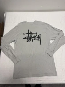 Vintage Stussy Langarmshirt Herren Gr. L Big Logo Hellgrau Grau Neu - Bild 1 von 12
