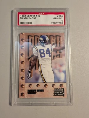 1998 Leaf Rookies and Stars Power Tools Randy Moss RC #266 PSA 10  POP 88 - Image 1 of 2