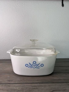 Vintage Corning Ware Blue Cornflower A-5-B 5Quart Casserole Dish w/Pyrex A-12-C - Picture 1 of 12