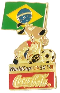 World Cup Soccer USA 1994 "Brazil Flag" Sponsor Coca Cola Lapel Pin - Picture 1 of 3