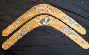 Pair Original Australian Boomerangs Hand Painted Collectable  - Picture 1 of 6