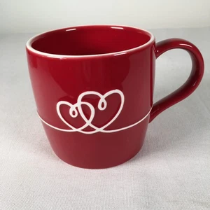 2010 Starbucks Bone China Kaffeebecher Double Hearts LOVE rot weiß Akzente - Bild 1 von 7