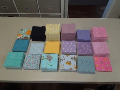 Huge Lot of 5" Flannel Quilt Squares - Brights and Pastels, Prints and Solids - Image 1 of 4