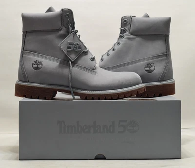 Timberland 6" Premium WATERPROOF Boots Light Gray Nubuck 50th Anniv. Sz 10 A5YPN - Image 1 of 4
