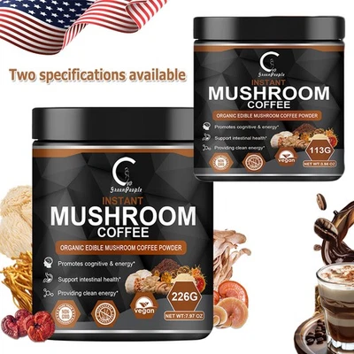 GPGP GREENPEOPLE Organic Mushroom Coffee Instant Mushroom Coffee Powder Brain & Immune Boost