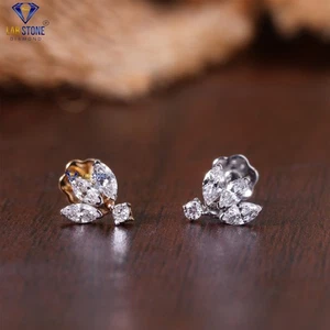 0.146 TDW Marquise Cut Diamond Earring 18k Rose & White Gold Labstone - Picture 1 of 5