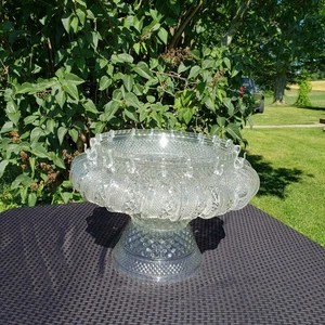 Vintage Anchor Hocking Wexford Diamond Punch Bowl Set - Picture 1 of 21
