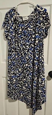 Vestido Leota 2L Talla Grande Abstracto Animal Azul Bufanda Vestido Foto 1 de 4