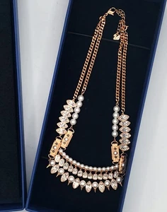 Swarovski Crystal Pearl Layered Rose Gold Plated Necklace 2017 5252008 - Picture 1 of 10
